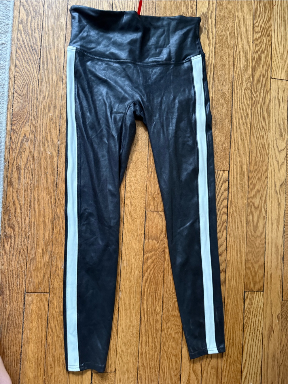 SPANX Faux Leather Side Stripe Leggings - Size Large